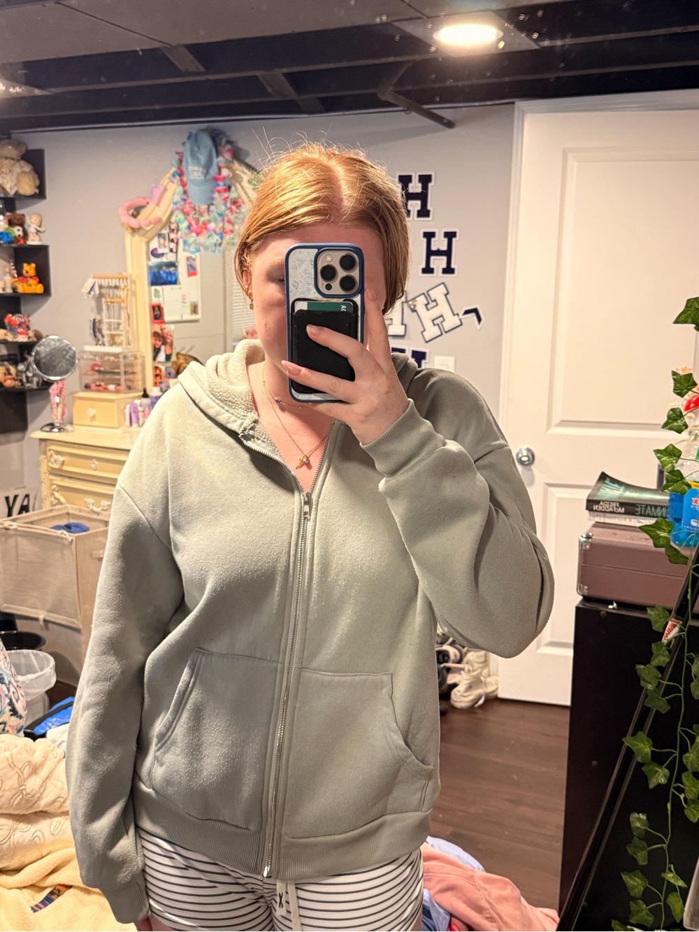 Light Sage Green Zip-Up Hoodie